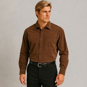Consensus Sportswear Brown Corduroy Button Up Shirt Men’s Medium Long Sleeve 90s